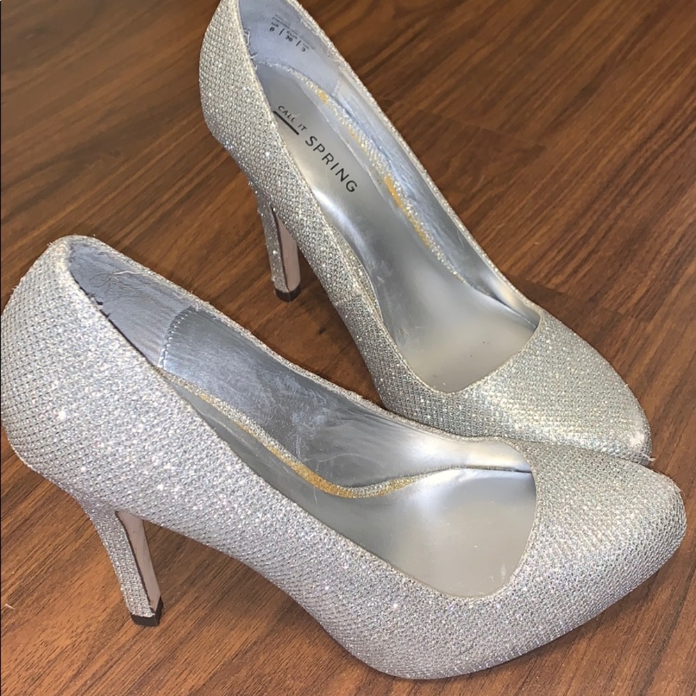 Sparkly Call It Spring Silver Heels